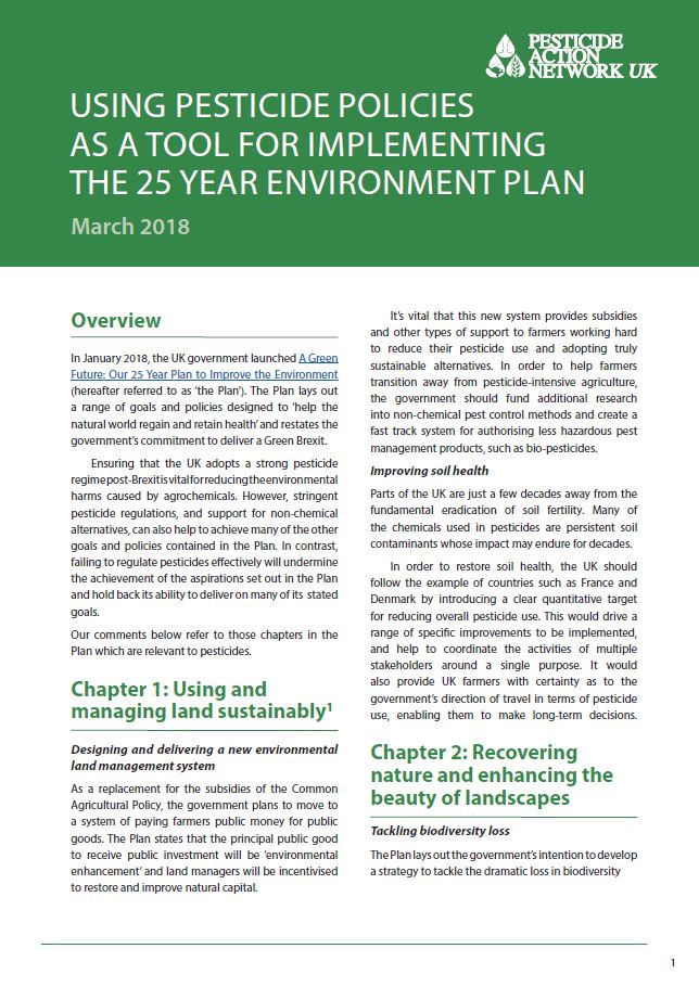 Using pesticide policies as a tool to implement the 25 Year Environment Plan