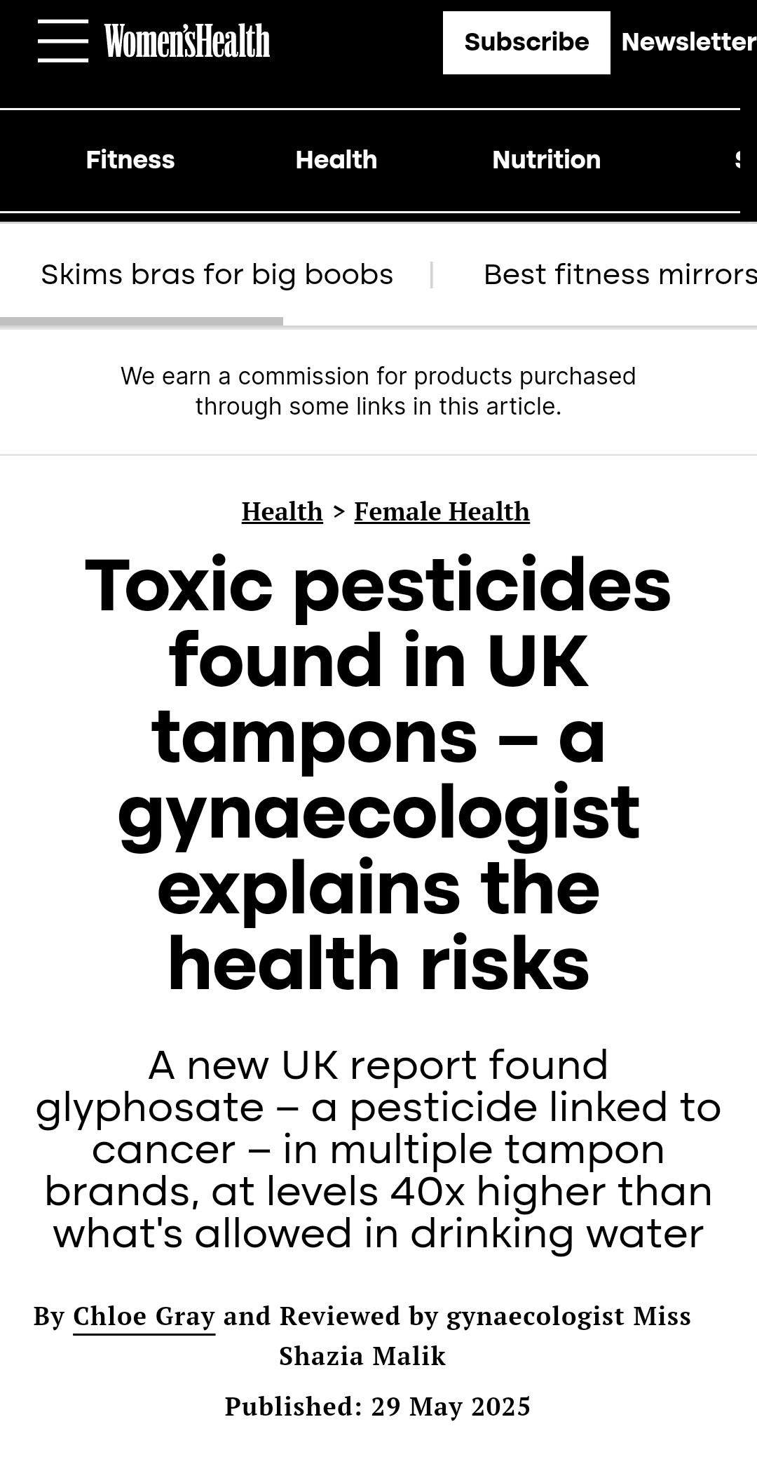 Toxic pesticides found in UK tampons – a gynaecologist explains the health risks